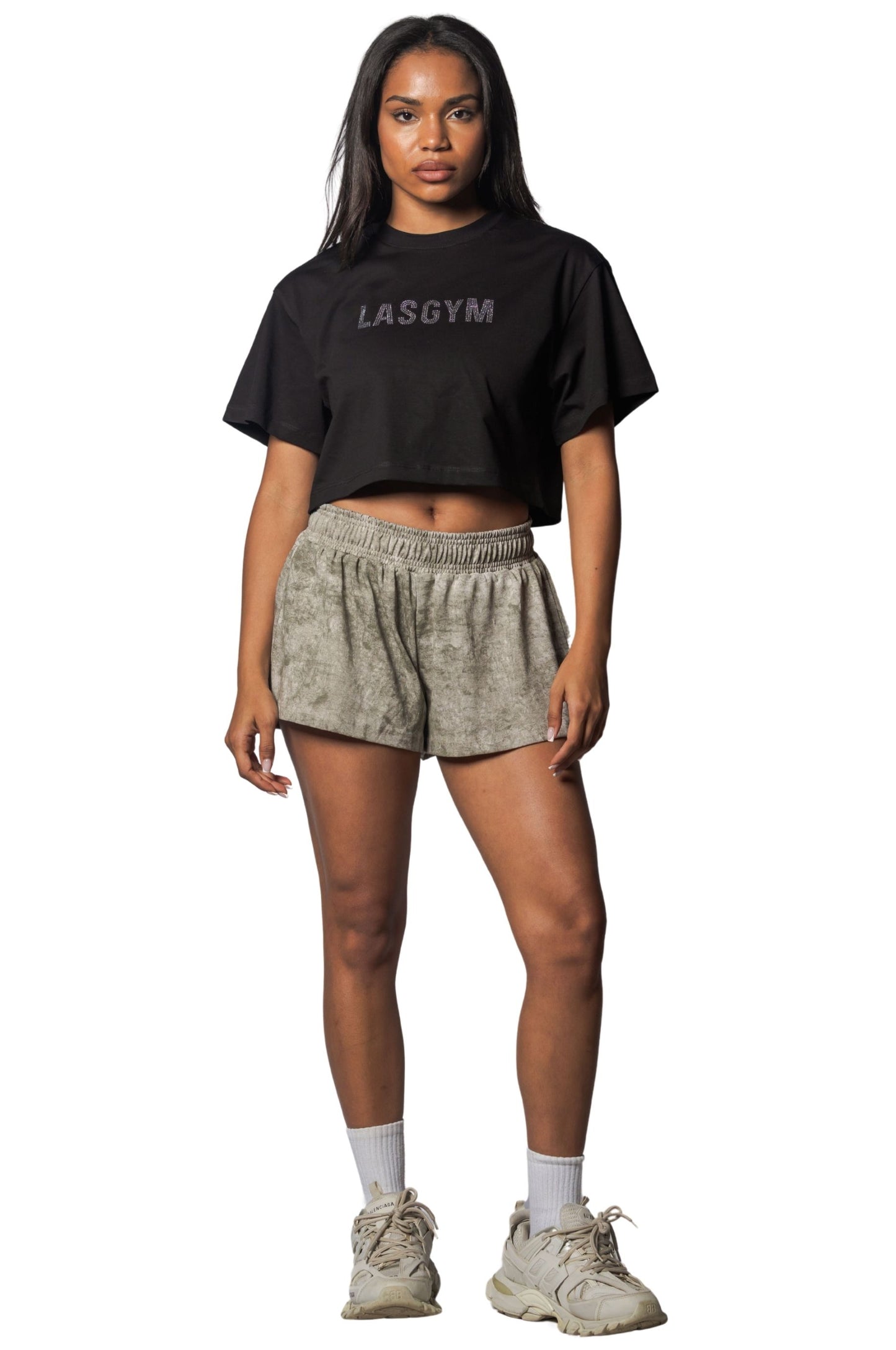 T-shirt Crop Lasgym Crystal Nera