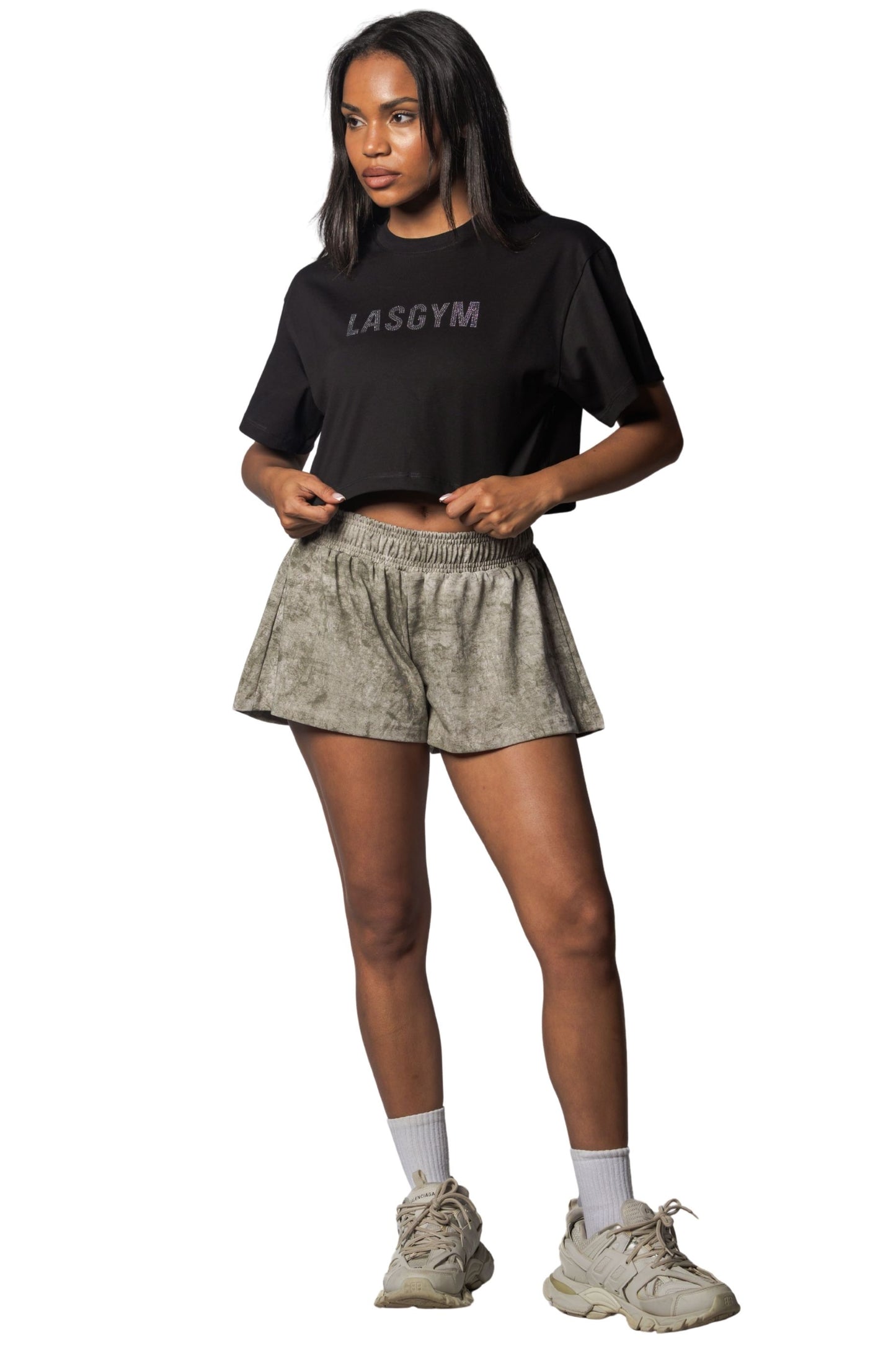 T-shirt Crop Lasgym Crystal Nera