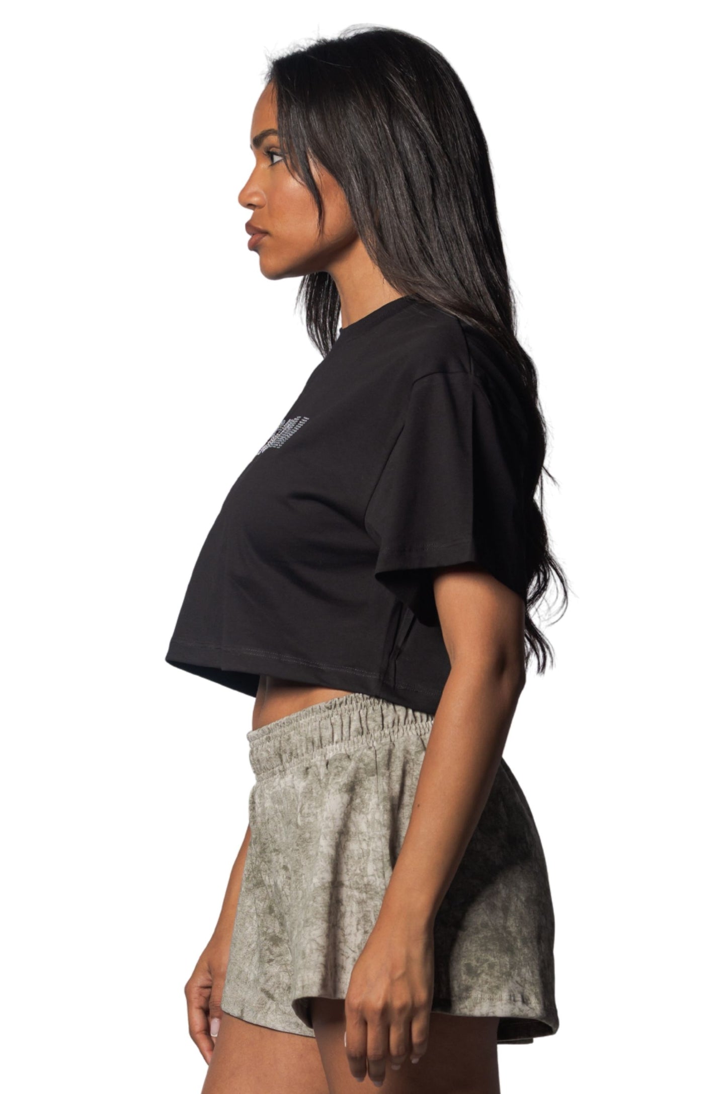 T-shirt Crop Lasgym Crystal Nera