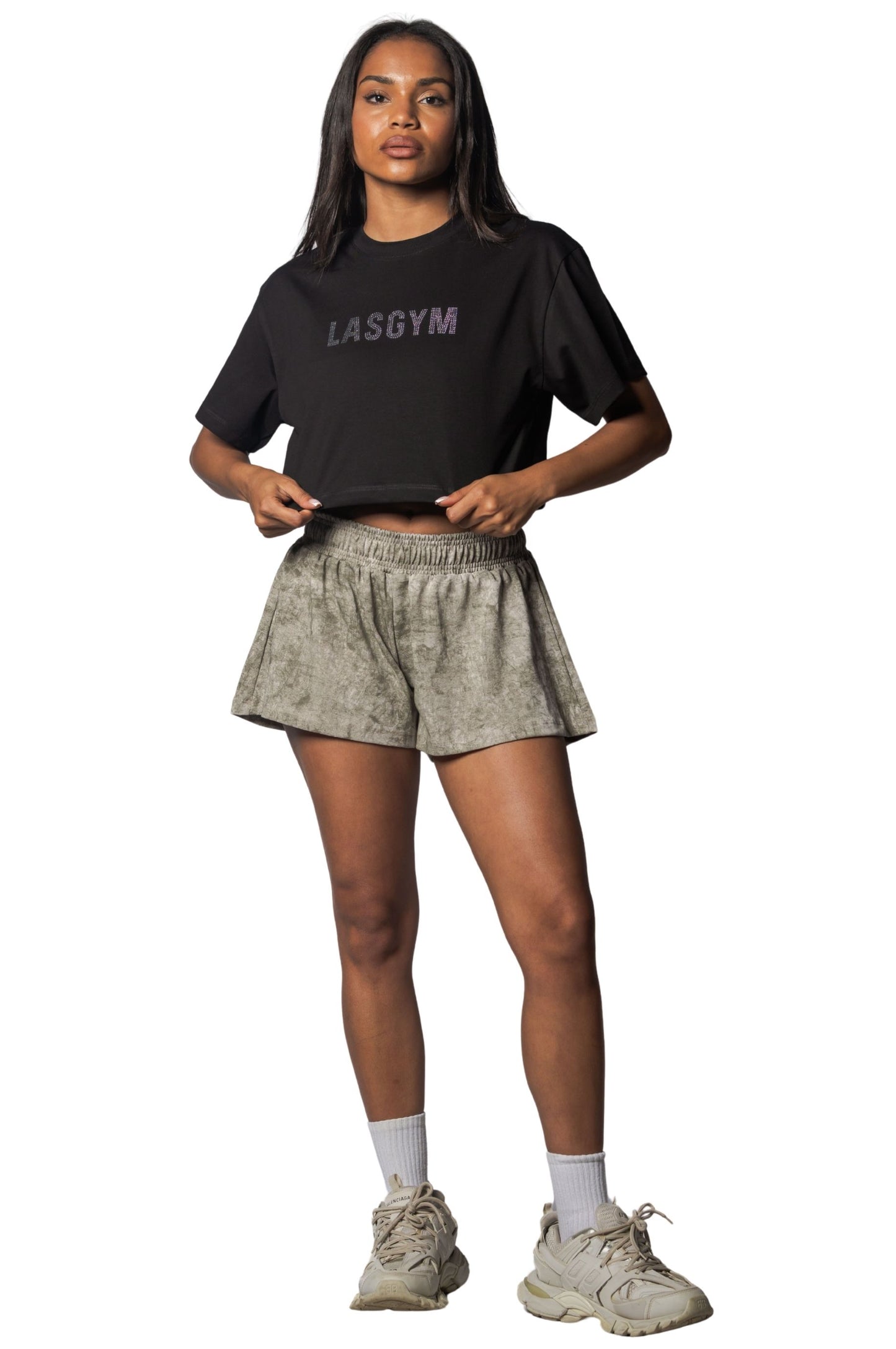 T-shirt Crop Lasgym Crystal Nera
