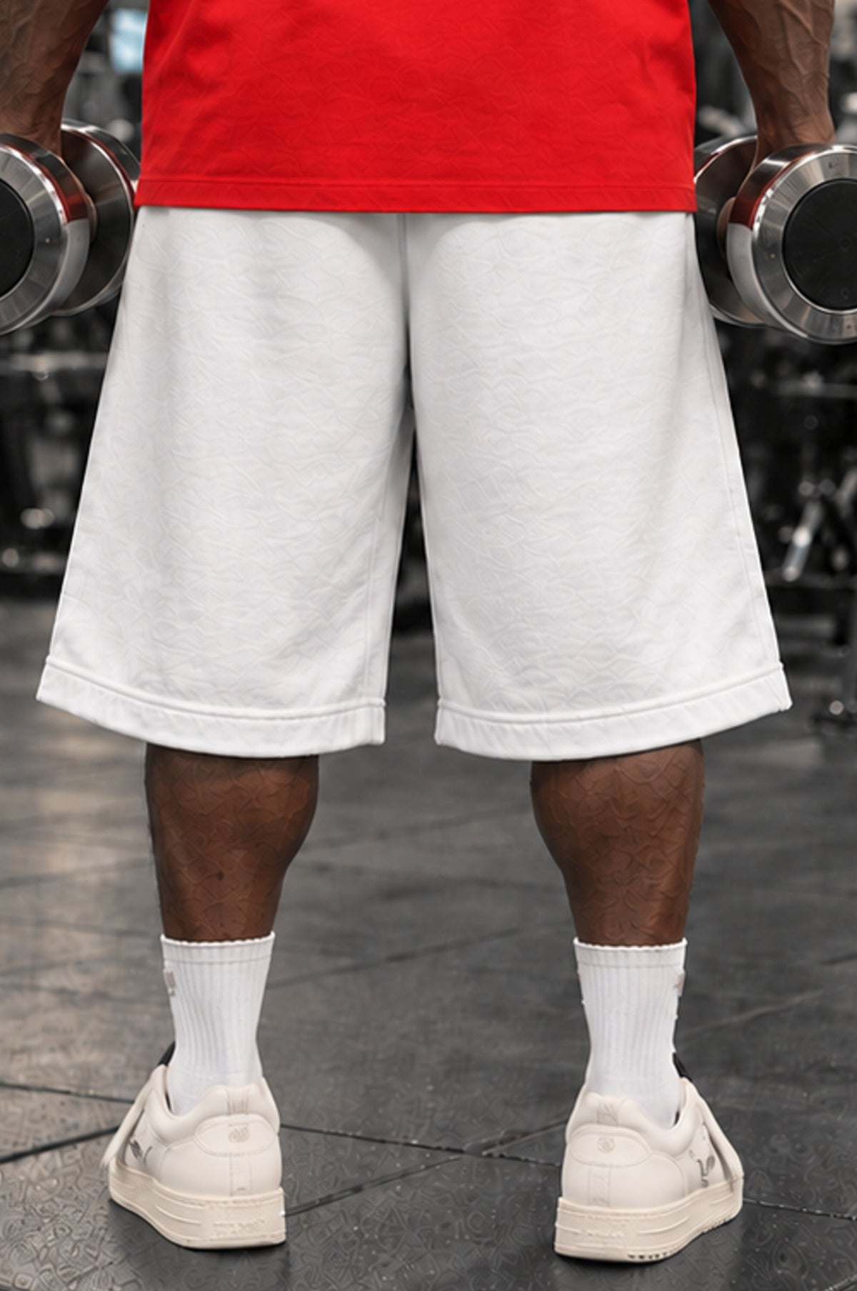 Long Shorts 3/4 Over Premium Hustle Ghotic White