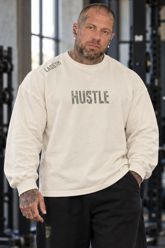 Long Sleeve Over Premium Hustle Tape Wht