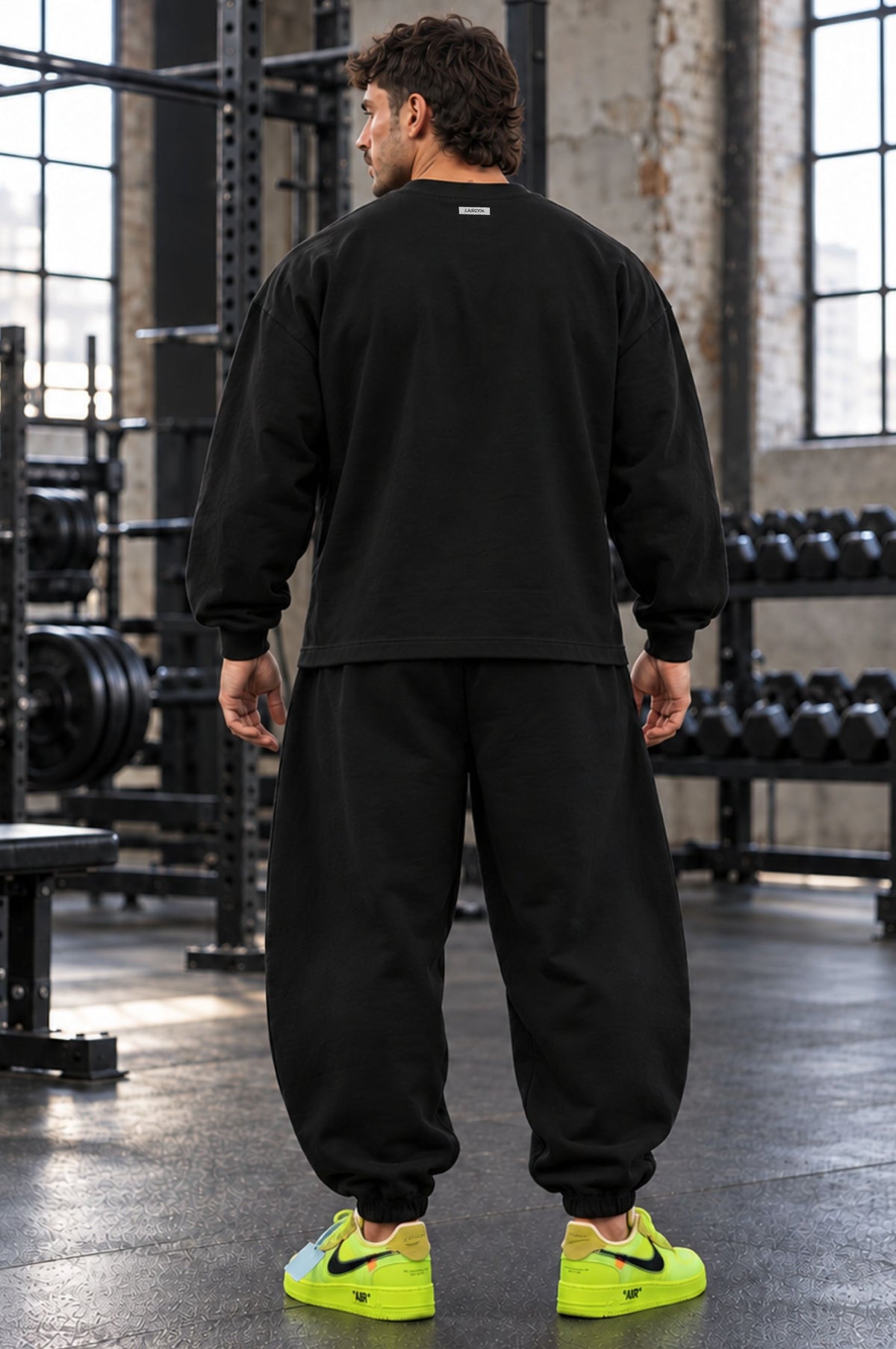 Long Sleeve Over Premium Lasgym Embroidery Blk