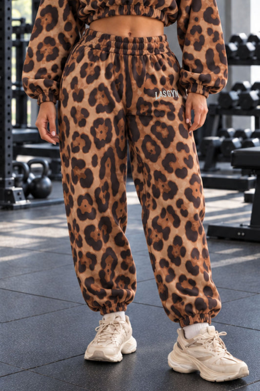 Pantalone Over Felpa Retro Leopard