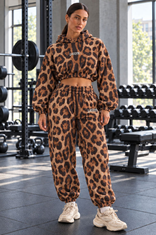 Pantalone Over Felpa Retro Leopard