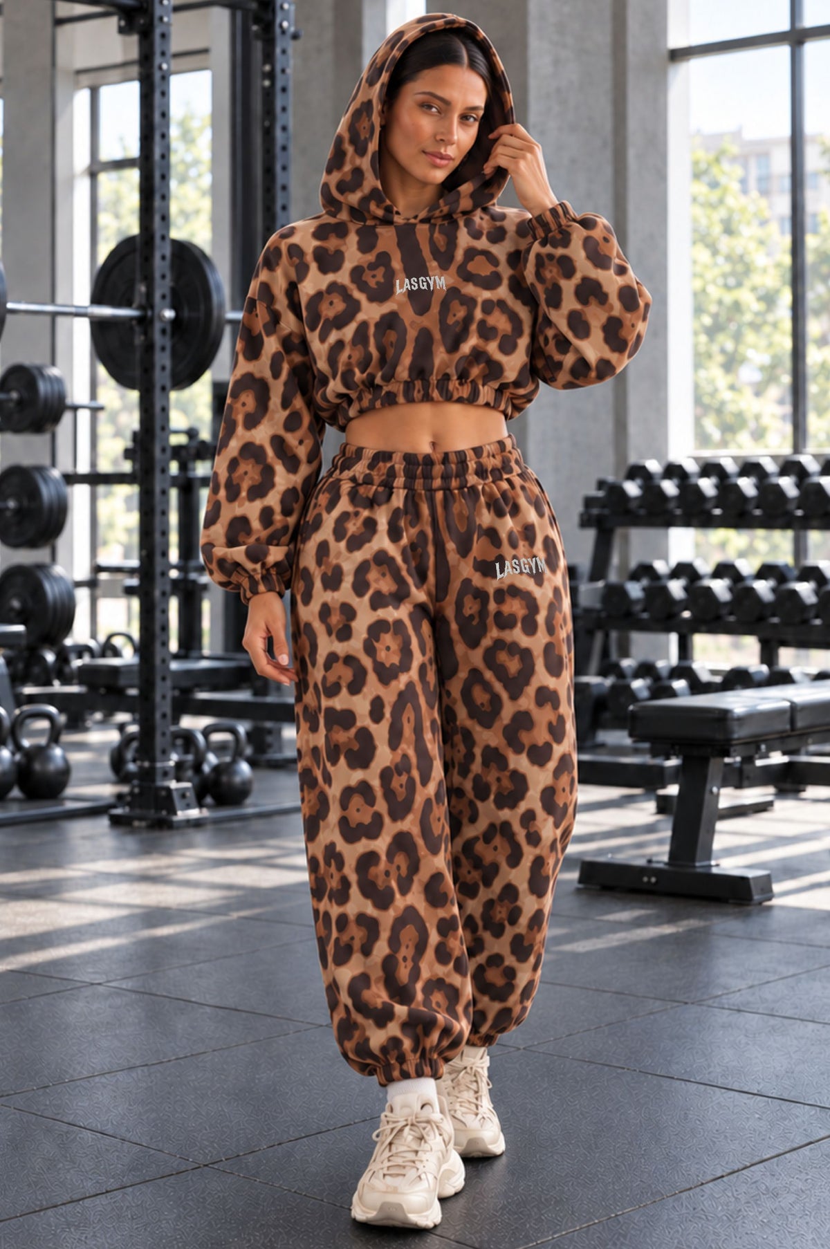 Pantalone Over Felpa Retro Leopard