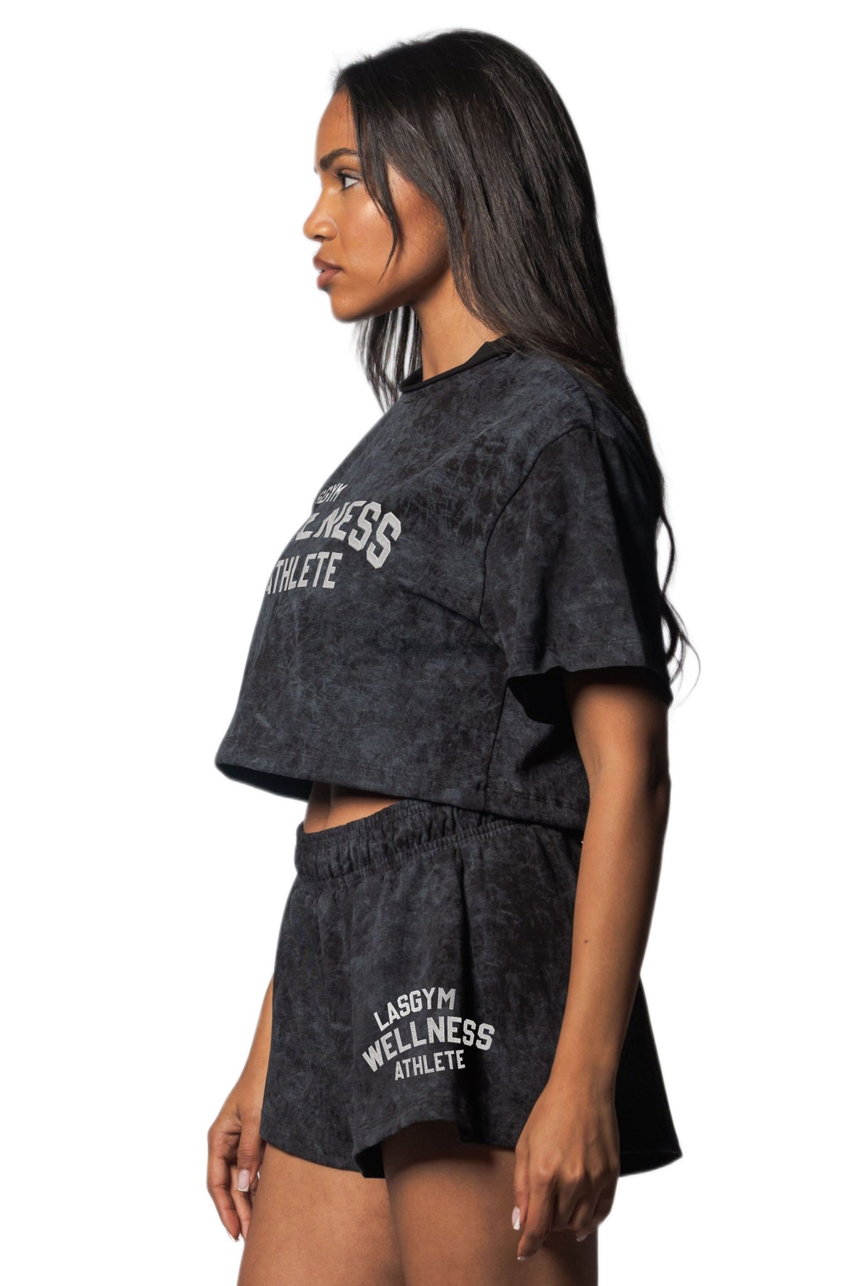 Washed-Effect Your Strong Black Cropped T-shirt