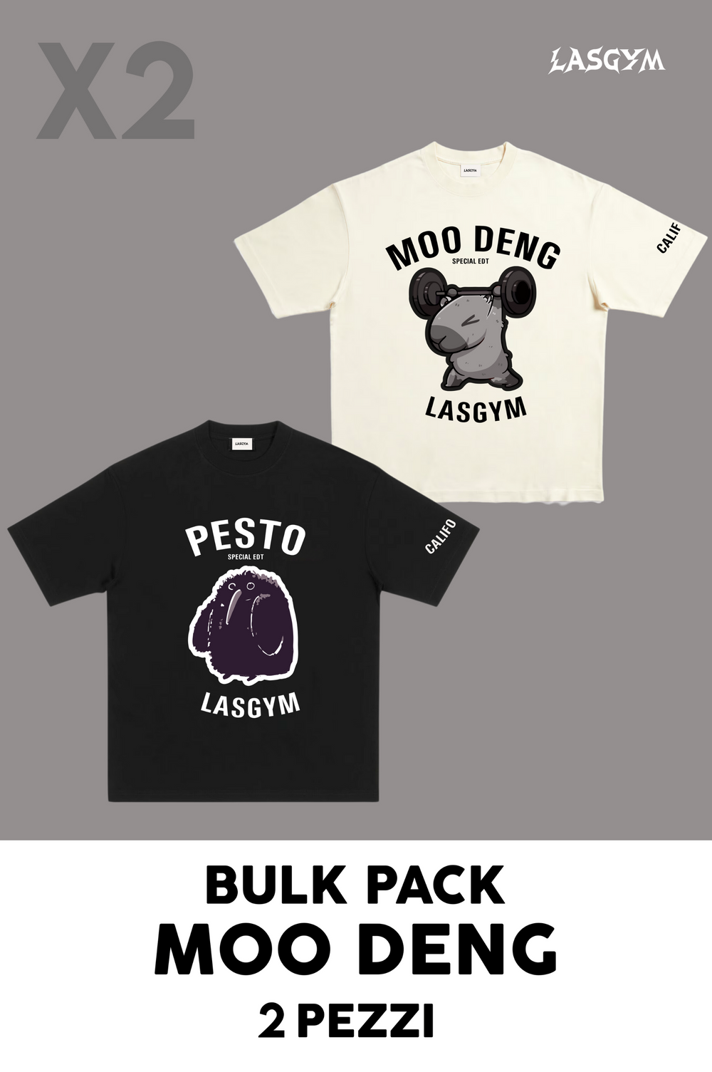 Paquete a granel 1 CAMISETA OVERSIZE LIMITADA MOO DENG + 1 CAMISETA OVERSIZE LIMITADA PESTO