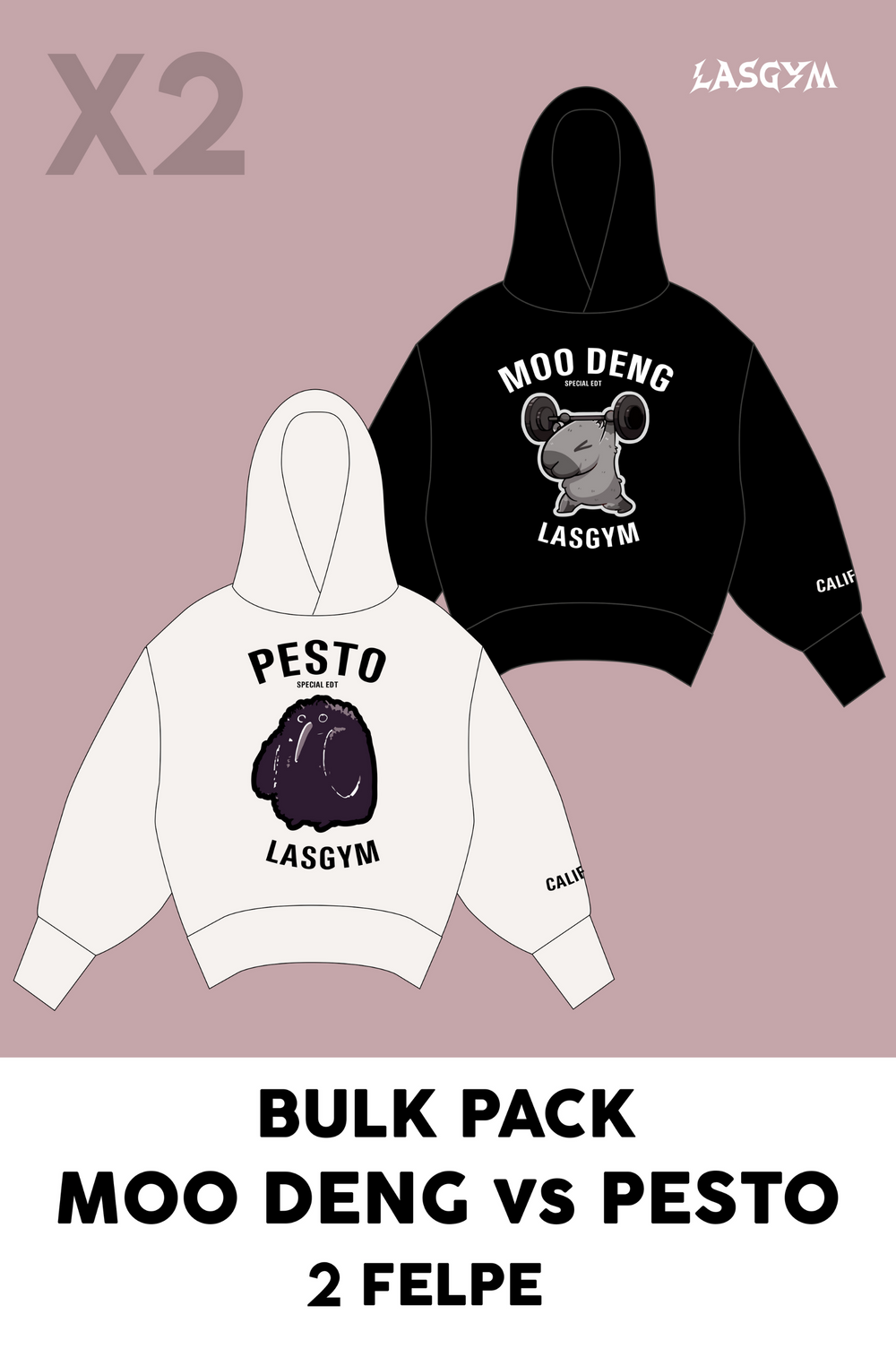 Bulk Pack 1 SUDADERA MOO DENG LIMITED + 1 SUDADERA PESTO LIMITED