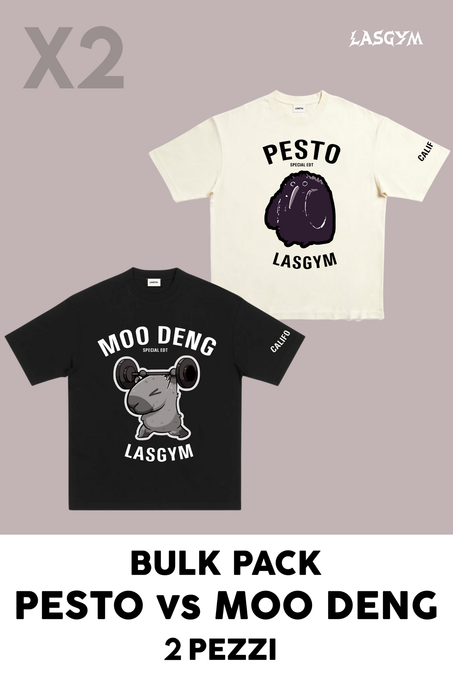 Bulk Pack 1 T-SHIRT OVERSIZE MOO DENG LIMITED  + 1 T-SHIRT OVERSIZE PESTO LIMITED