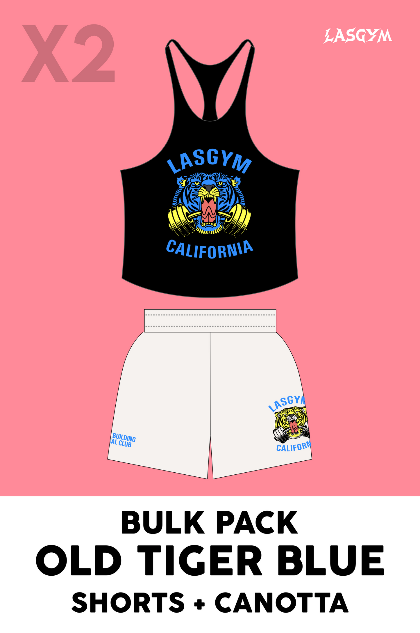 Bulk Pack 1 TANK TOP + 1 SHORT OLD TIGER AZUL