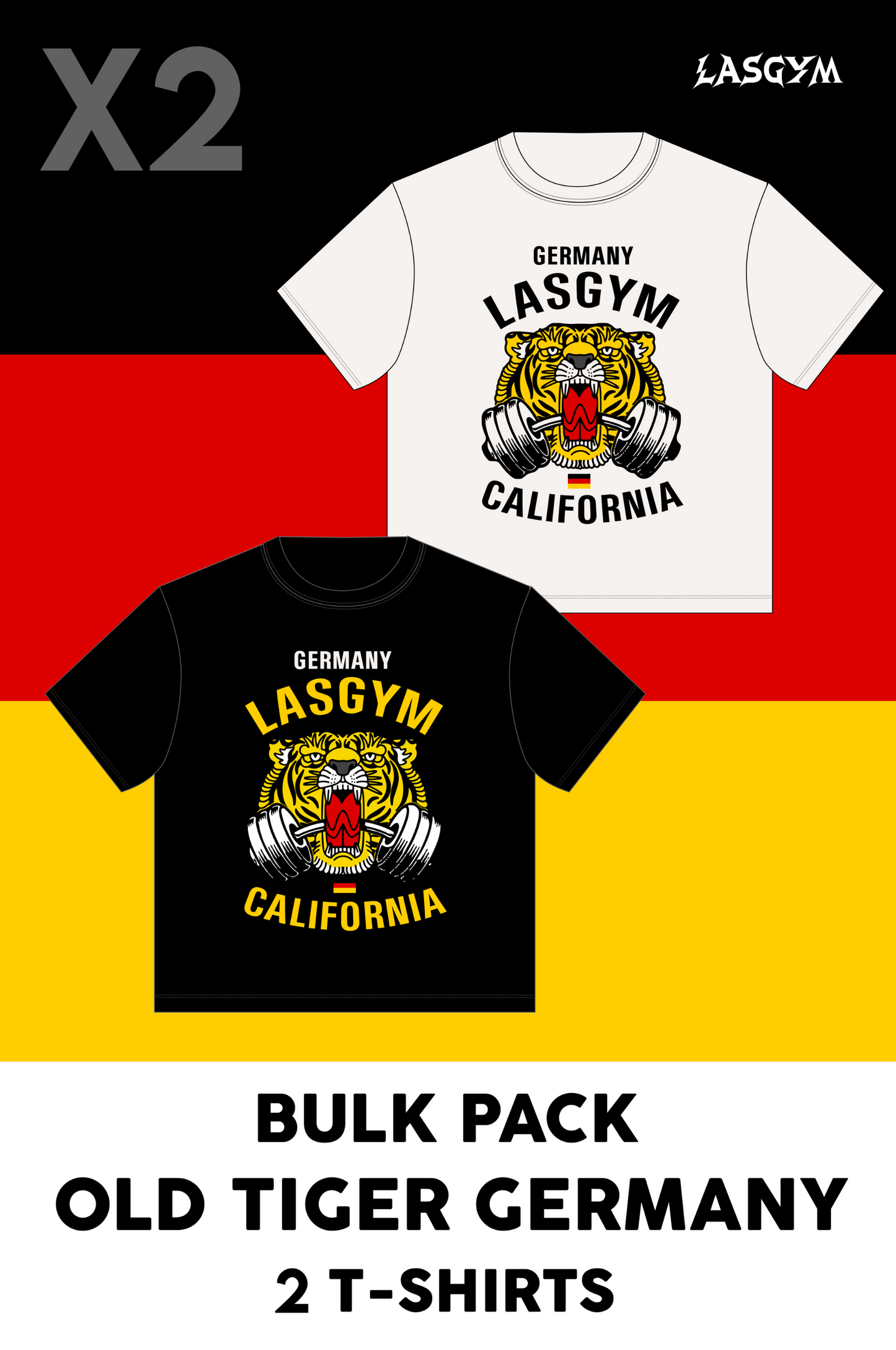 Bulk Pack 2 T-SHIRT OVERSIZE OLD TIGER NATIONS GERMANY