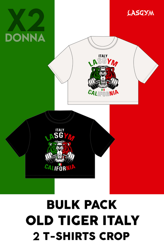 Bulk Pack 2 T-SHIRT CROP DONNA OLD TIGER NATIONS ITALY