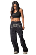 Baggy Washed-Effect Logo Front Pants