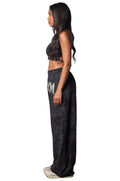 Baggy Washed-Effect Logo Front Pants