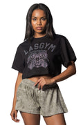 T-shirt Crop Tiger Crystal Nera