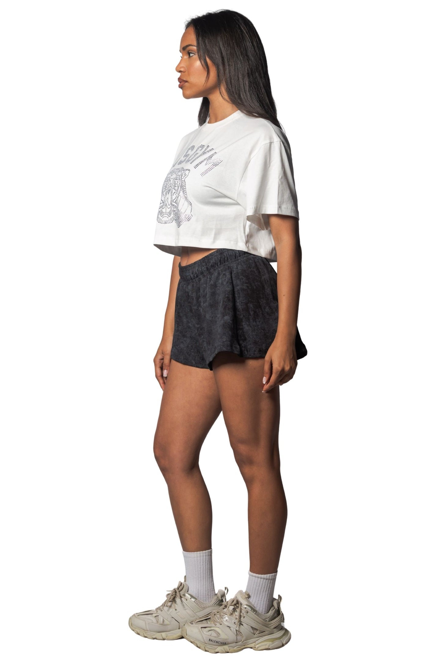 T-shirt Crop Tiger Crystal Bianca