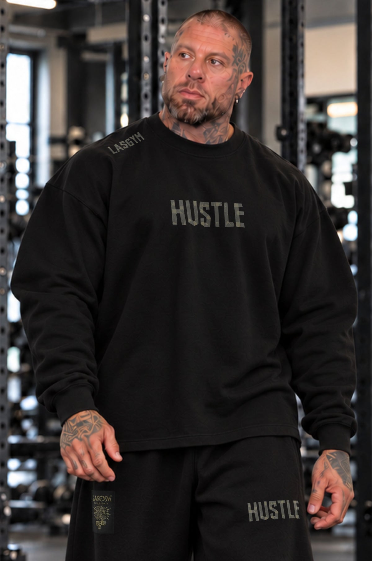Long Sleeve Over Premium Hustle Tape BLk