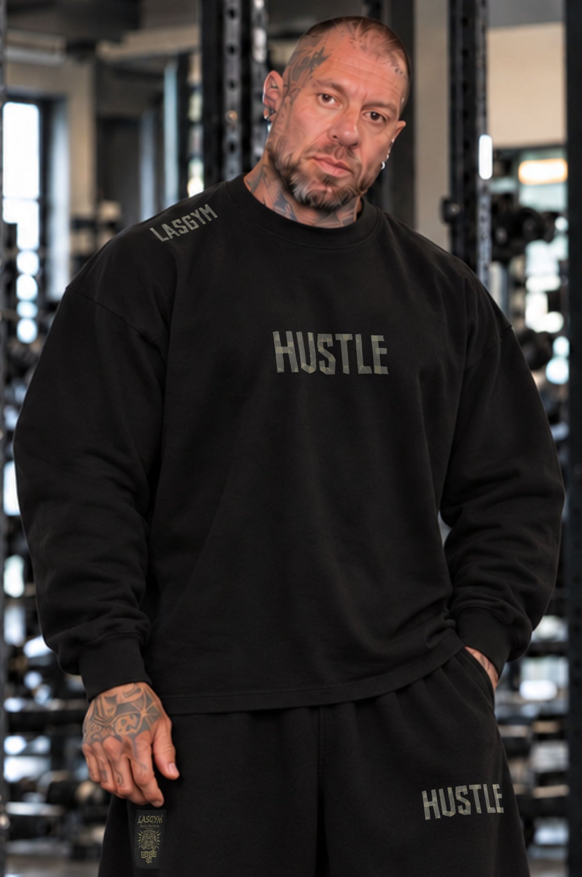 Long Sleeve Over Premium Hustle Tape BLk