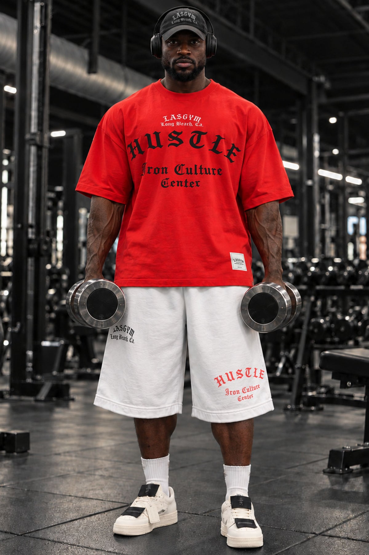 Long Shorts 3/4  Over Premium Hustle Ghotic White