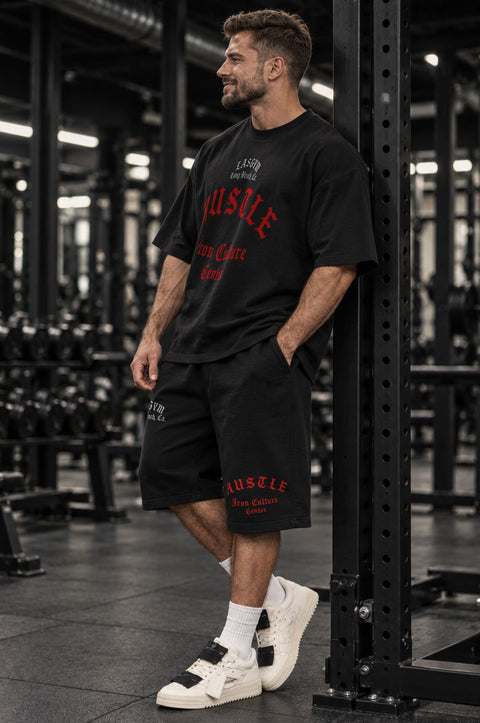 Long Shorts 3/4 Over Premium Hustle Ghotic Black