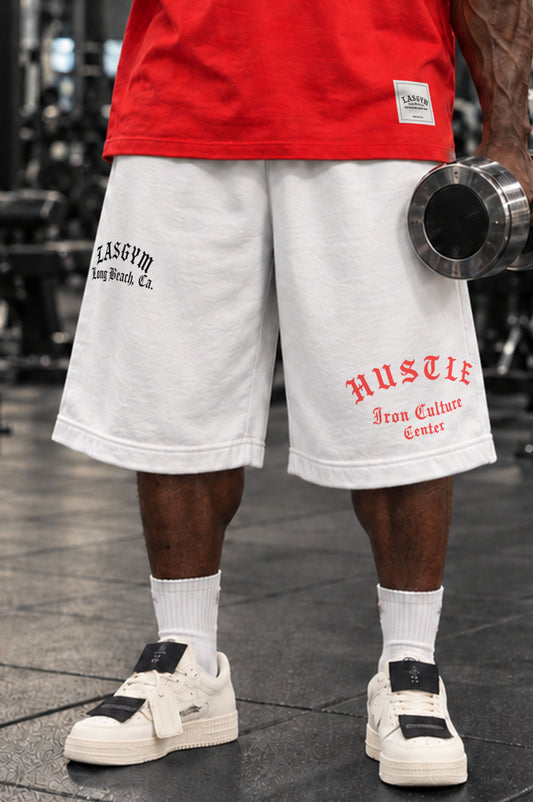 Long Shorts 3/4  Over Premium Hustle Ghotic White