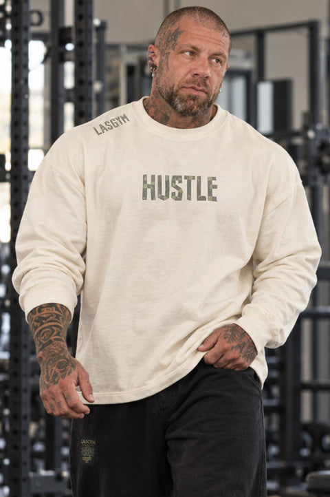 Long Sleeve Over Premium Hustle Tape Wht