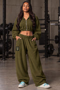 Relentless Metallic Oversized Cropped Hoodie