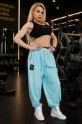 Pantalone Over Velluto W Celeste