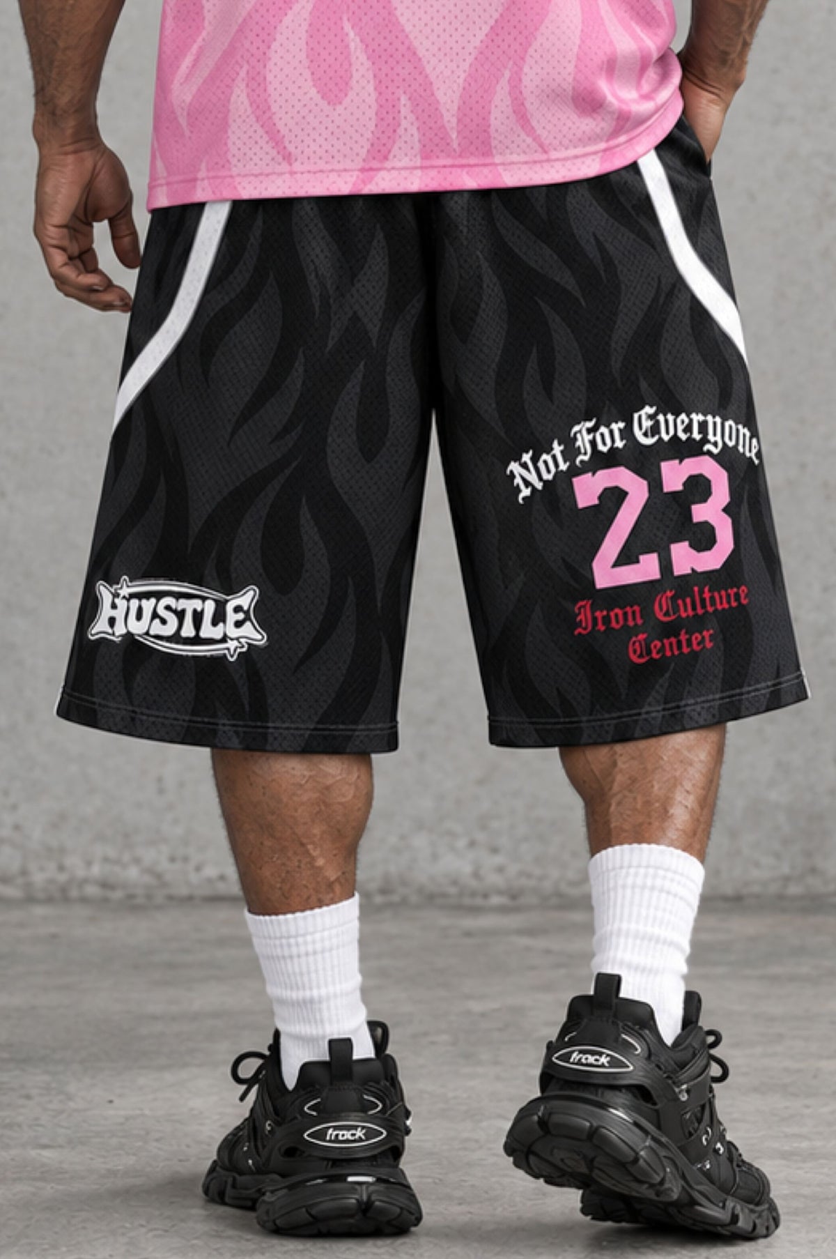 Long Shorts 3/4 Over Premium dry-fit Hustle Ghotic Black
