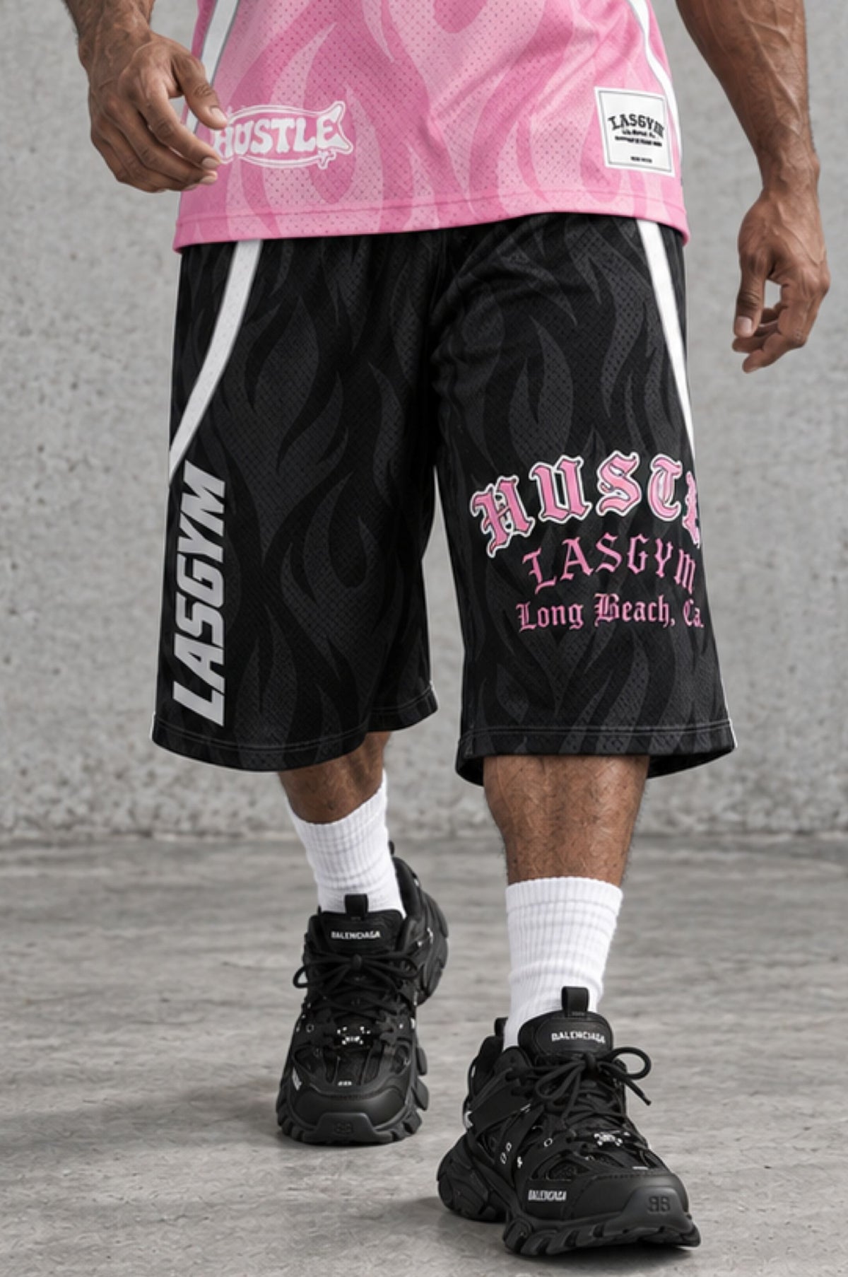 Long Shorts 3/4 Over Premium dry-fit Hustle Ghotic Black