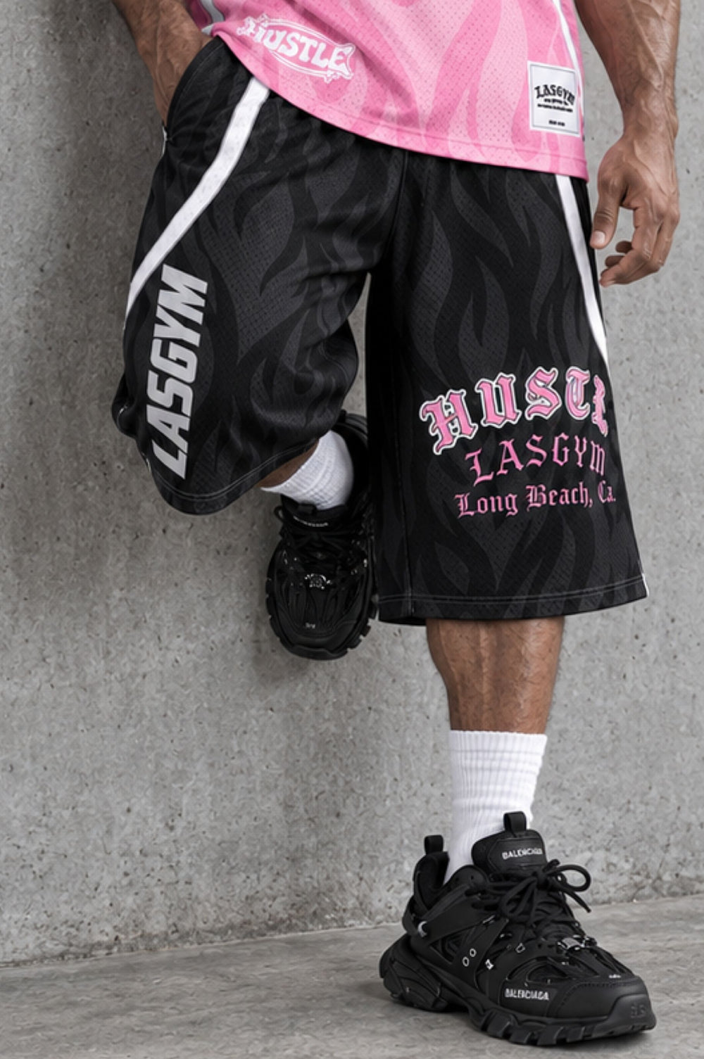 Long Shorts 3/4 Over Premium dry-fit Hustle Ghotic Black