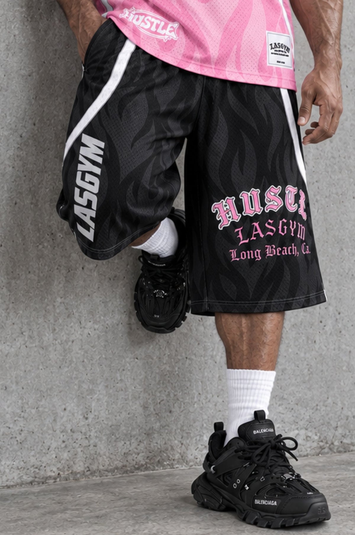 Long Shorts 3/4 Over Premium dry-fit Hustle Ghotic Black
