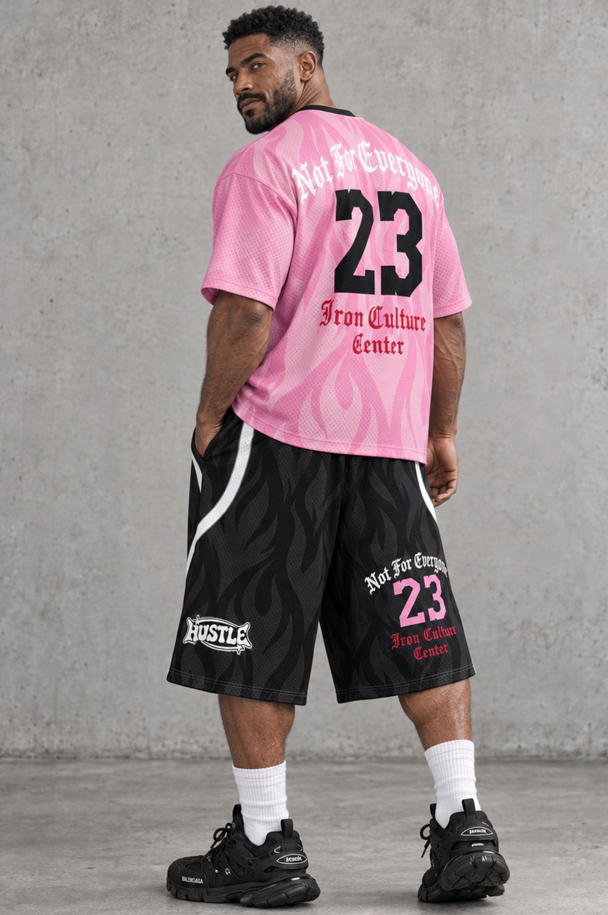 Long Shorts 3/4 Over Premium dry-fit Hustle Ghotic Black