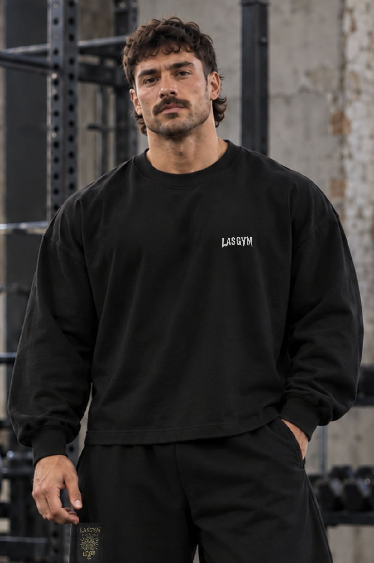 Long Sleeve Over Premium Lasgym Embroidery Blk