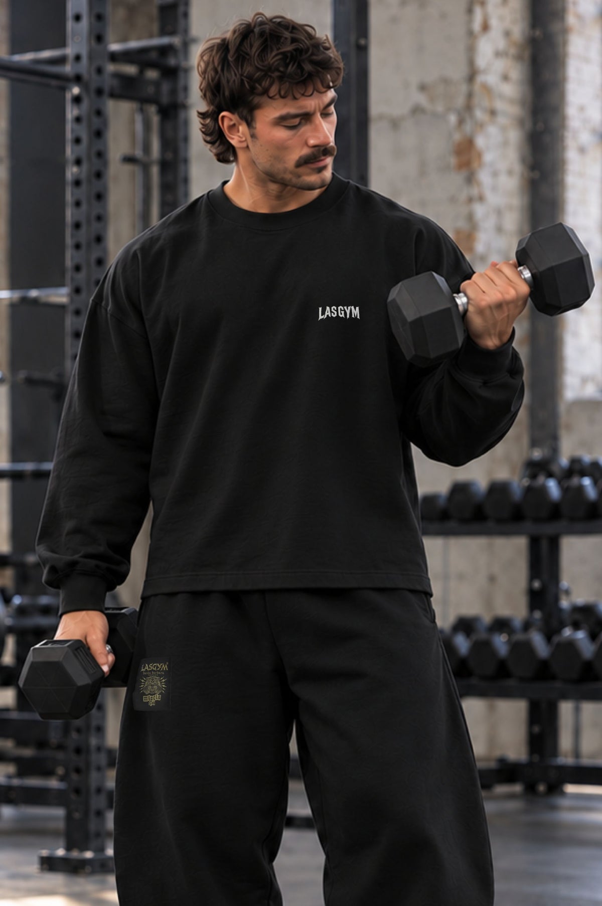 Long Sleeve Over Premium Lasgym Embroidery Blk