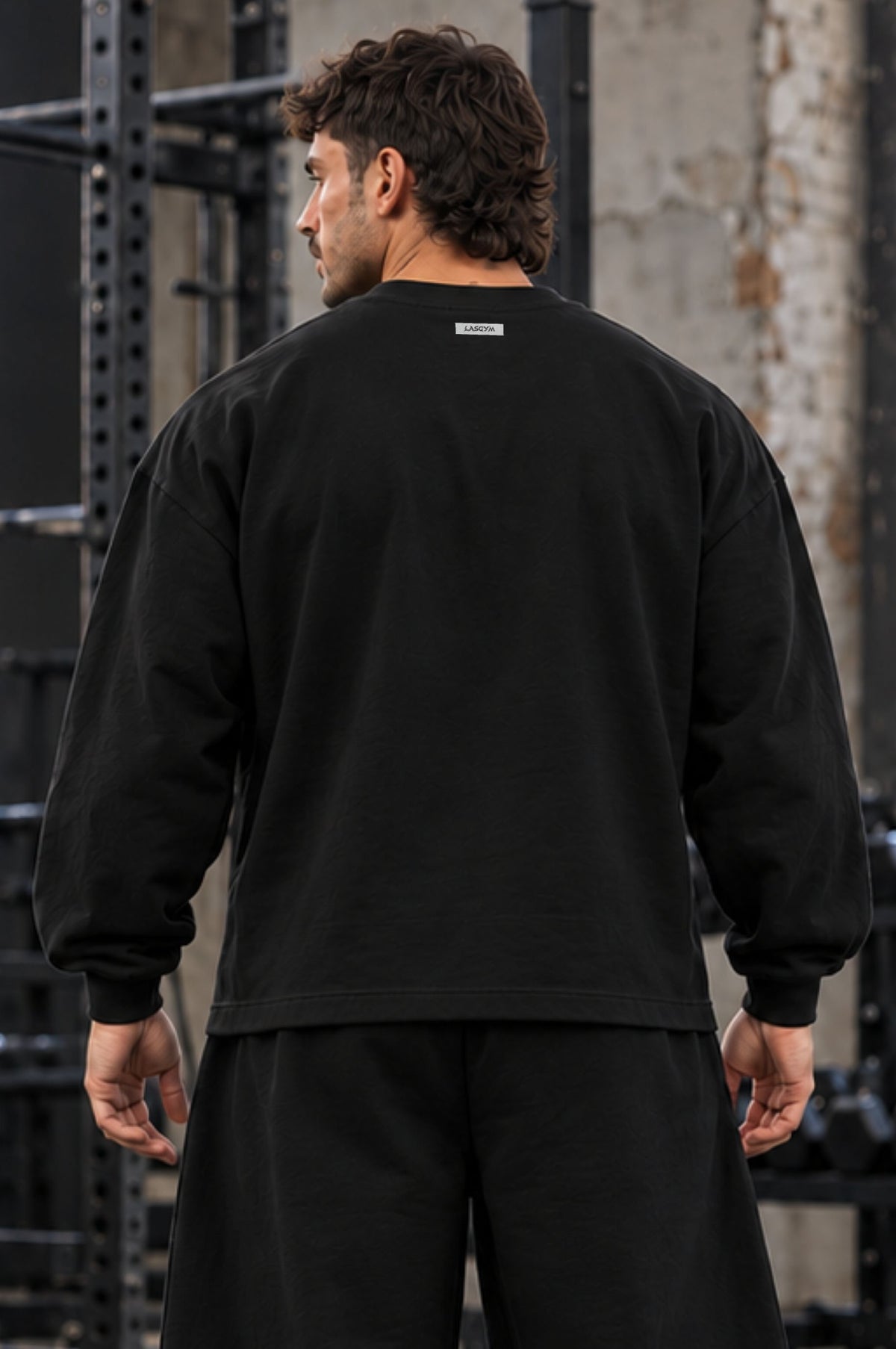 Long Sleeve Over Premium Lasgym Embroidery Blk