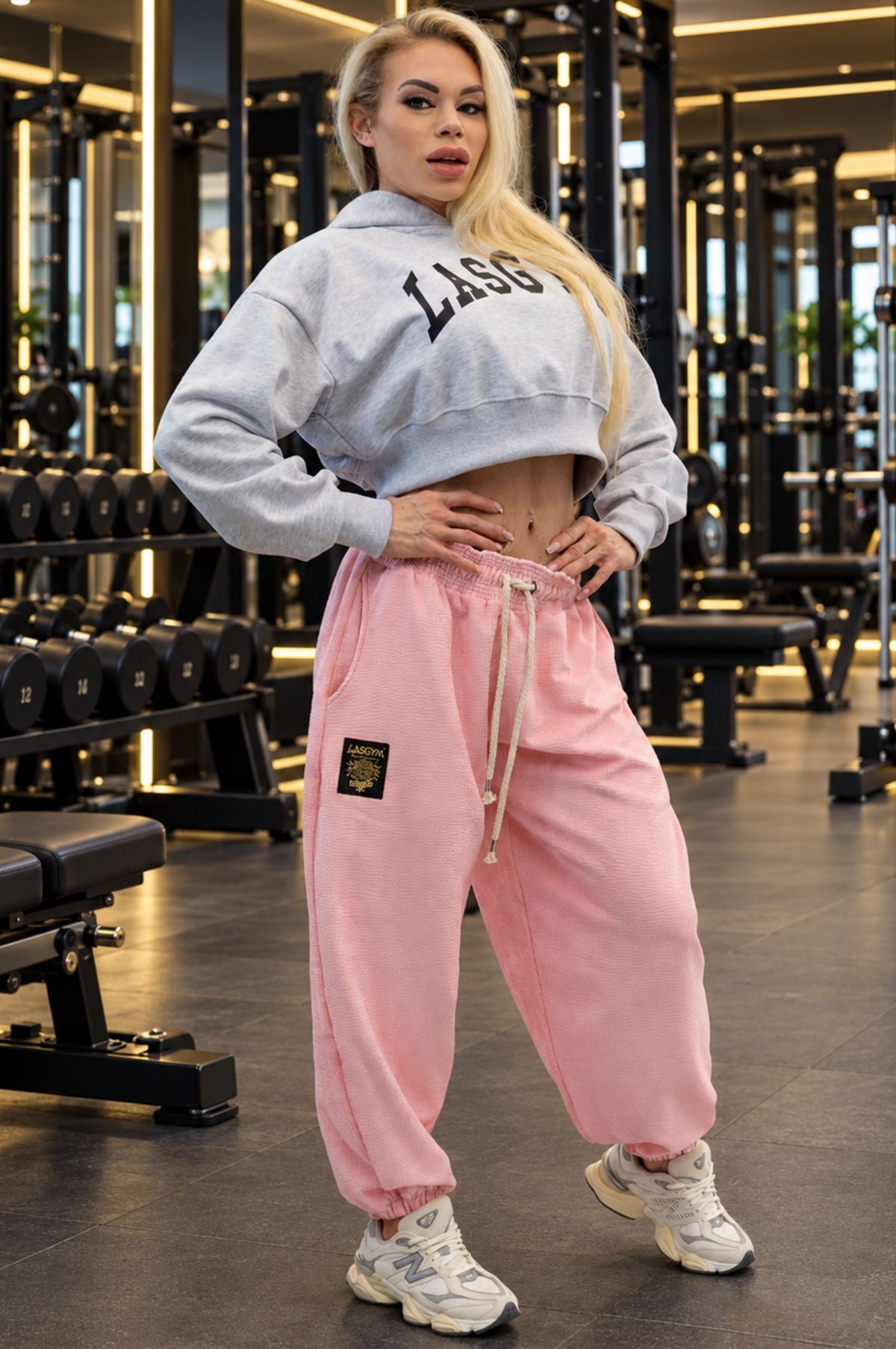 Felpa Crop Cappuccio Over College Blk