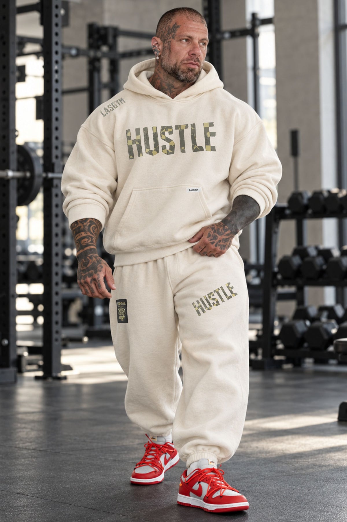 Pantalone Over Man Premium Hustle Oblique Tape Wht