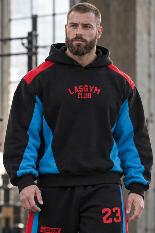 Felpa Over Cappuccio Man Retro Luxury Gymwear Blk