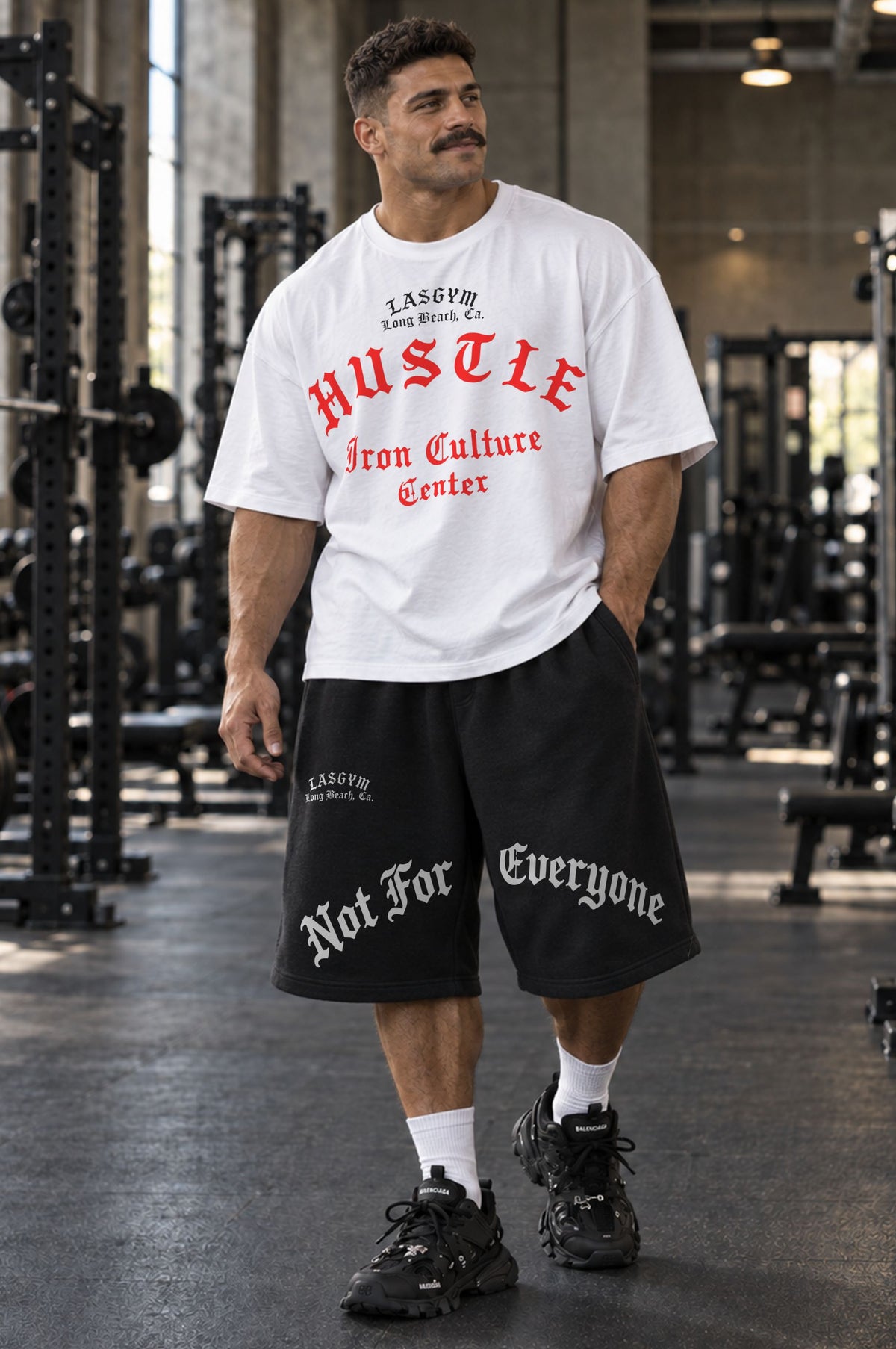 Long Shorts 3/4 Over Premium Hustle Not for Everyone Black