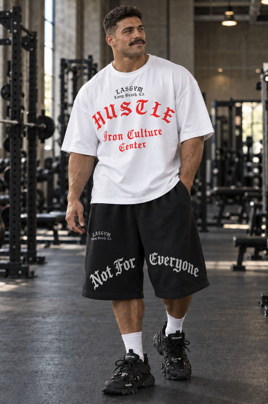 Long Shorts 3/4 Over Premium Hustle Not for Everyone Black