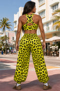 Pantalone Over Vintage Leopard Giallo Fluo